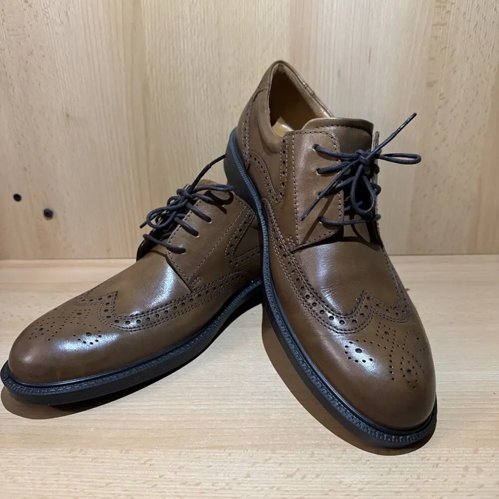 ECCO ST.1 Hybrid Lite Men's Cognac Brown Leather Brogue Oxford Shoes EU 46 US 12